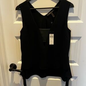 BCBGMaxAzria Black V-Neck Blouse